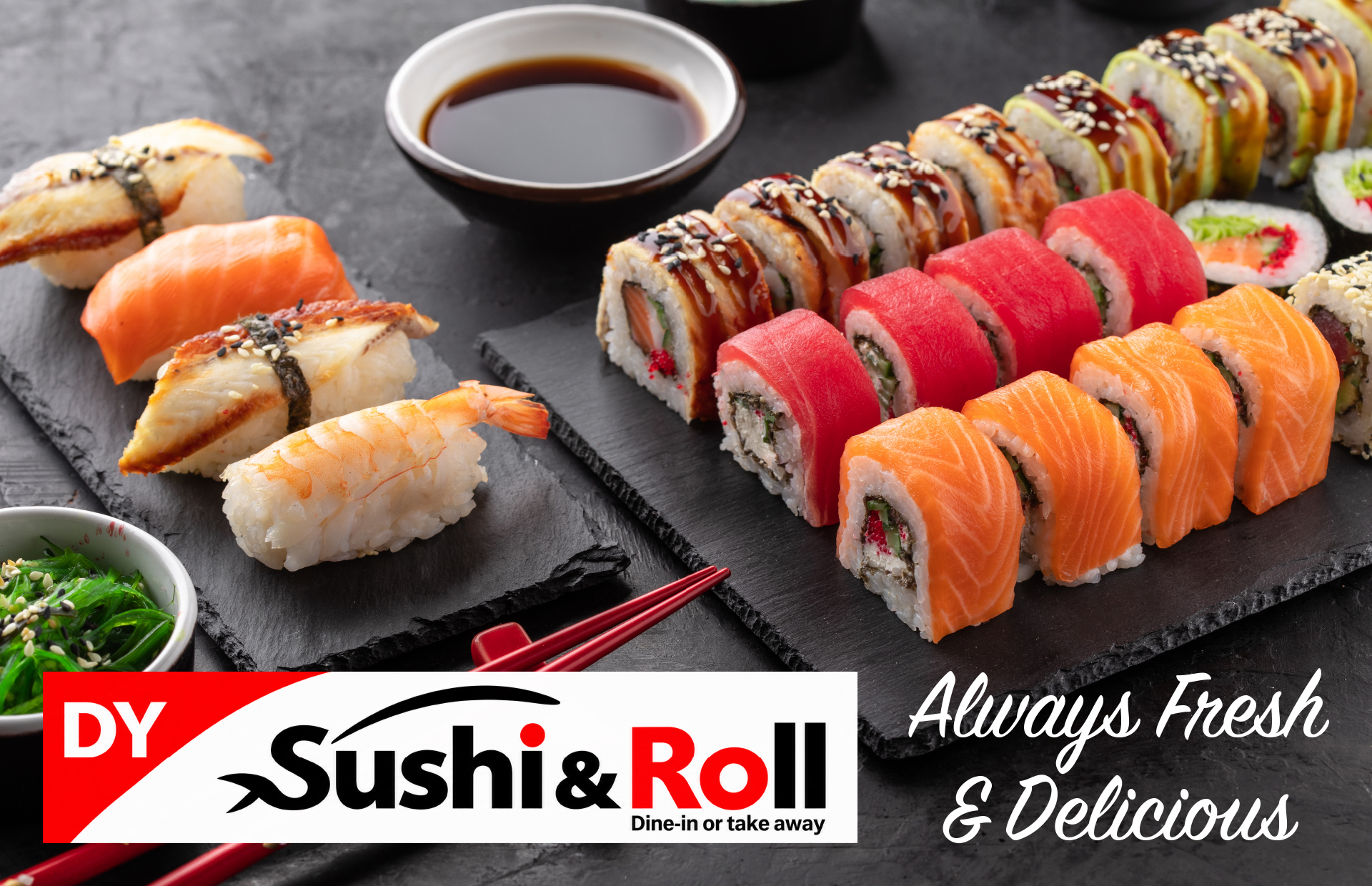 Freshly made sushi, crafted fresh every hour.